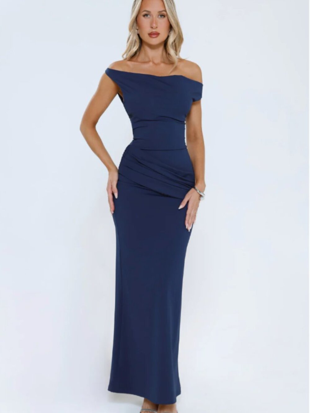 Hello Molly Navy Off-Shoulder Maxi Dress